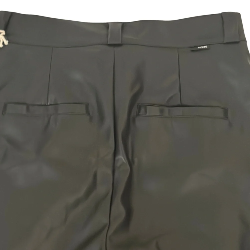 NWT Mother The High Waisted Tunnel Vision Sneak Wide Pleated Pants Faux Leather - Picture 9 of 12